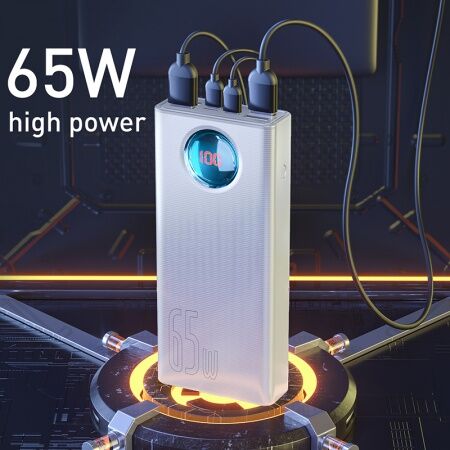 Портативный аккумулятор BASEUS Amblight, 3A, 30000 мА⋅ч, белый, быстрая зарядка, дисплей - 8