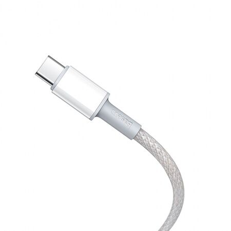 Кабель USB-C BASEUS High Density Braided, Type-C - Type-C, 5A, 1 м, белый - 6