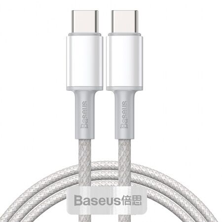 Кабель USB-C BASEUS High Density Braided, Type-C - Type-C, 5A, 1 м, белый - 1