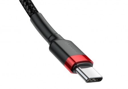 Кабель USB-C BASEUS Cafule, Type-C - Type-C, 3A, 1 м, красный черный - 5