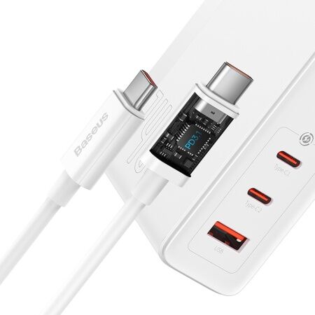 Зарядное устройство BASEUS GaN5 Pro Fast Charger USB2USB-C  Кабель Type-C-Type-C, 5A, 140W, белый - 1