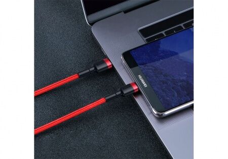 Кабель USB-C BASEUS Cafule, Type-C - Type-C, 3A, 1 м, красный - 2
