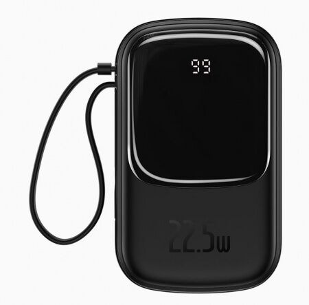 Портативный аккумулятор BASEUS Qpow Digital Display, 3A, 20000 мА⋅ч, черный, с кабелем Type-C - 1