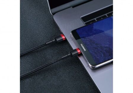 Кабель USB-C BASEUS Cafule, Type-C - Type-C, 3A, 1 м, красный черный - 6