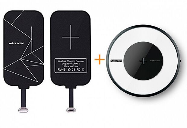 Nillkin Magic Tags Micro-USB Wireless Charging Receiver + Nillkin Magic Disk 4 Fast Wireless Charger 