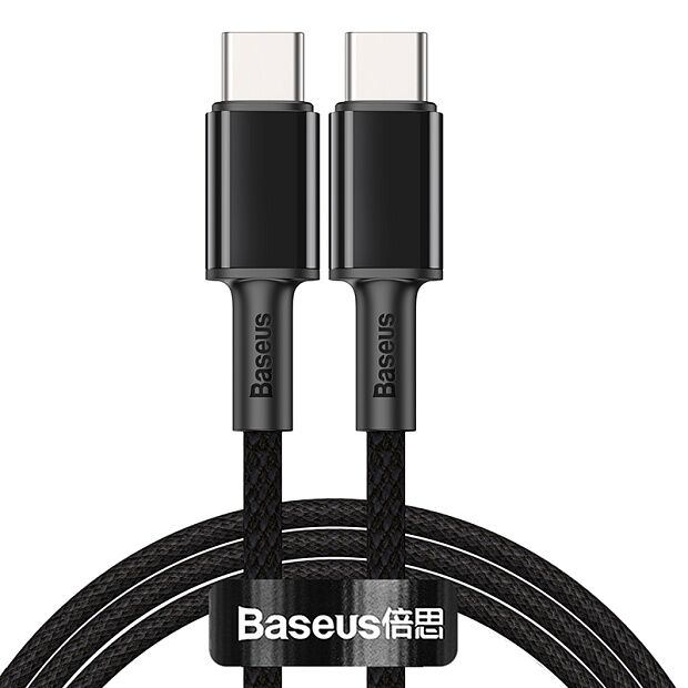 Кабель USB-C BASEUS High Density Braided, Type-C - Type-C, 5A, 1 м, черный - 1