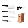 Набор стальных ножей HuoHou 6-Piece Kitchen Knife Set Lite (HU0058) (4 ножа  ножницы  подставка из сосны) (Black) RU - фото