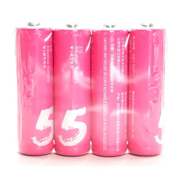 Батарейки алкалиновые ZMI Rainbow Zi5 типа AA (уп. 4 шт) (Pink) - 2