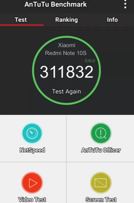 Результаты теста по AnTuTu для Xiaomi Redmi Note 10S