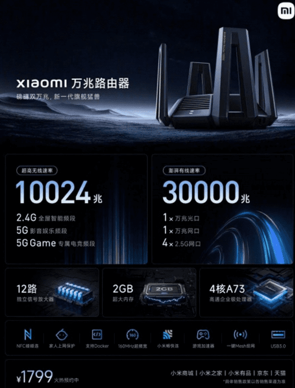 Технические характеристики роутера Xiaomi 10G Router