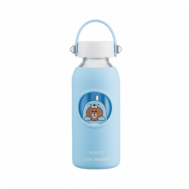 Детская бутылочка Nonoo Cool Card Glass·Line Friends 400 ml. (Blue/Голубой) 