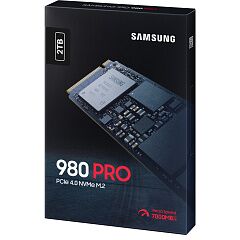 Твердотельные накопители Samsung SSD 980 PRO, 2000GB, M.2(22x80mm), NVMe 1.3c, PCIe 4.0 x4, 3-bit MLC, R/W 7000/5000MB/s, IOPs 1 000 000/1 000 000, D